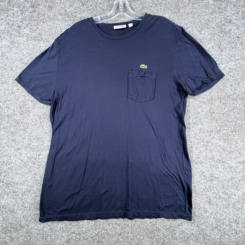 Lacoste T Shirt Mens Large Blue Cotton Short Sleeve Regular Fit Crew Neck Casual